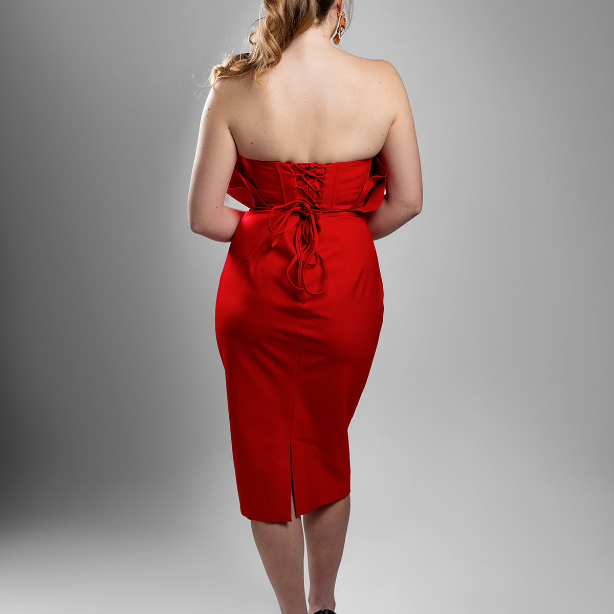 Lady in Red Strapless Midi Dress  Chic Glam Closet