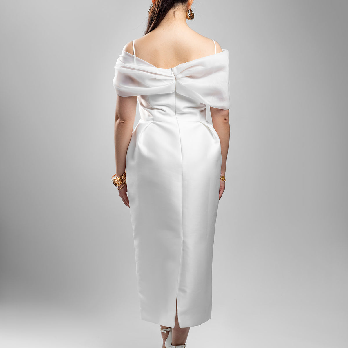 White Chiffon Draped Dress  Chic Glam Closet