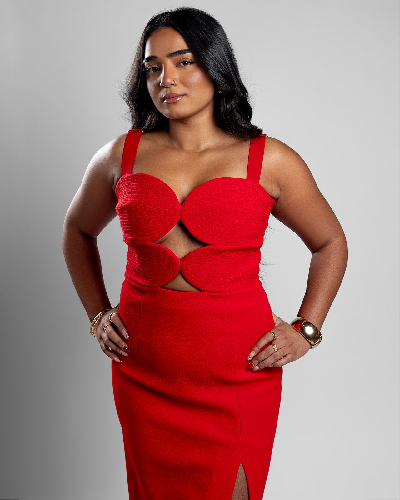 Fiery Elegance Cutout Gown