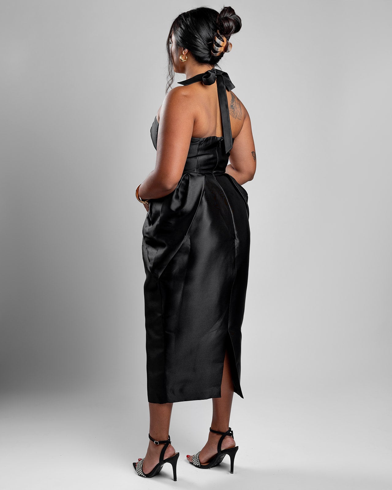 Black Twill Halter Dress