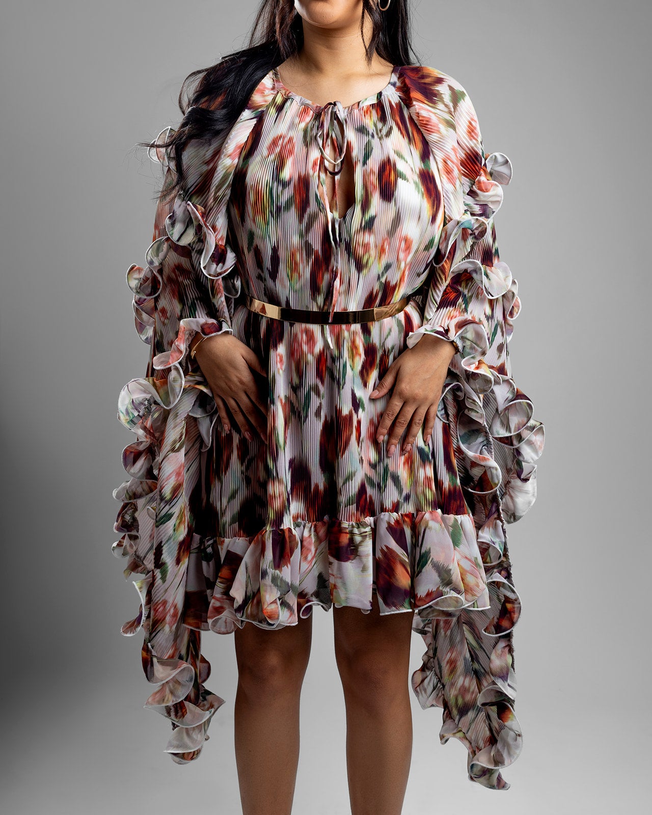 Floral Chiffon Ruffle Dress