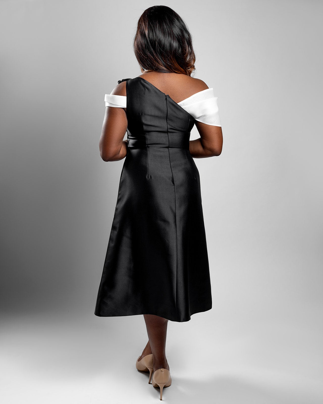 Taffeta Organza One-Shoulder Dress