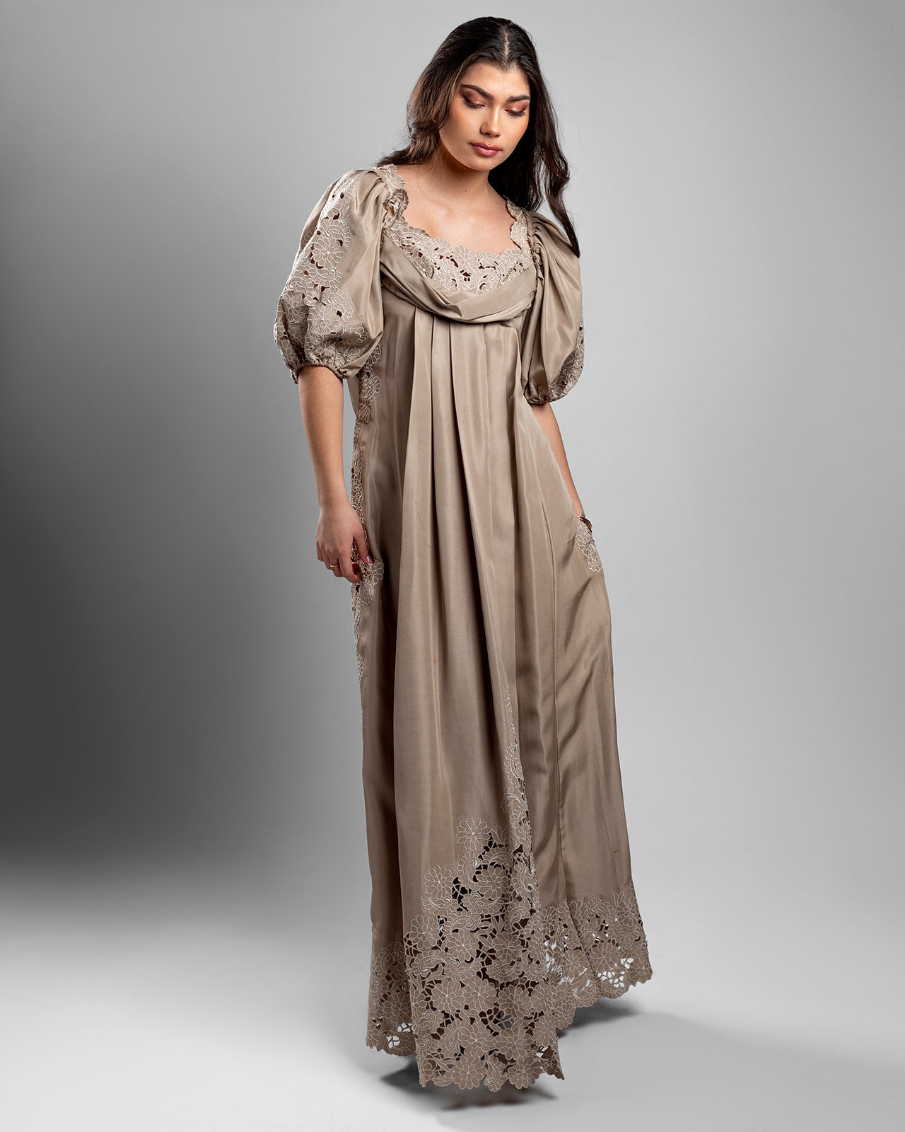 The Victorian Styled Gown - Beige