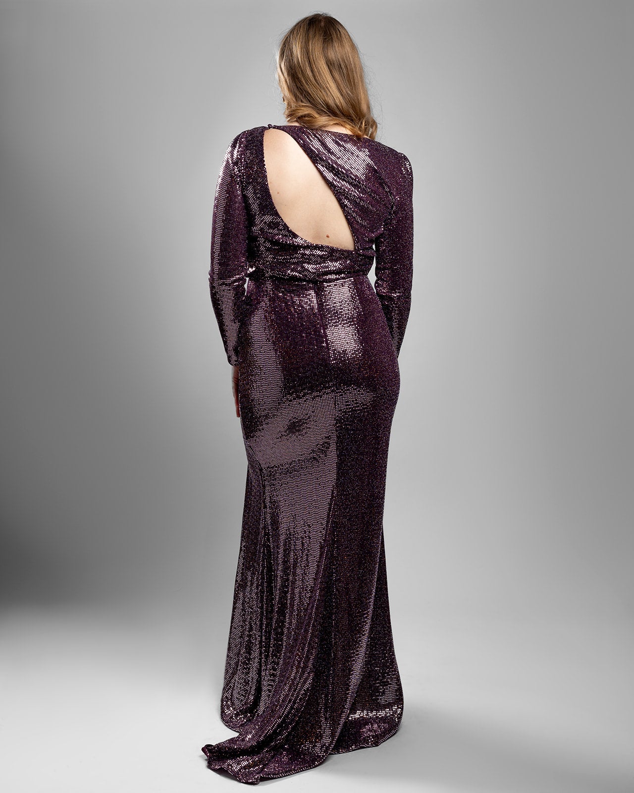 Violet Allure Sequin Open-Back Gown