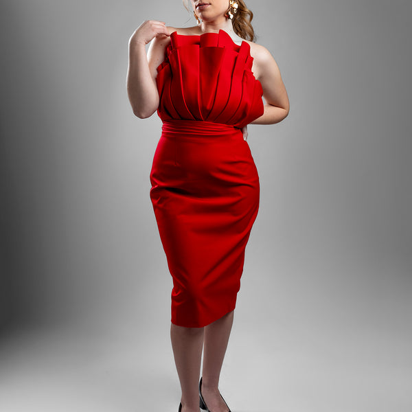 red strapless midi dress Lady in Red Strapless Midi Dress – Chic Glam Closet