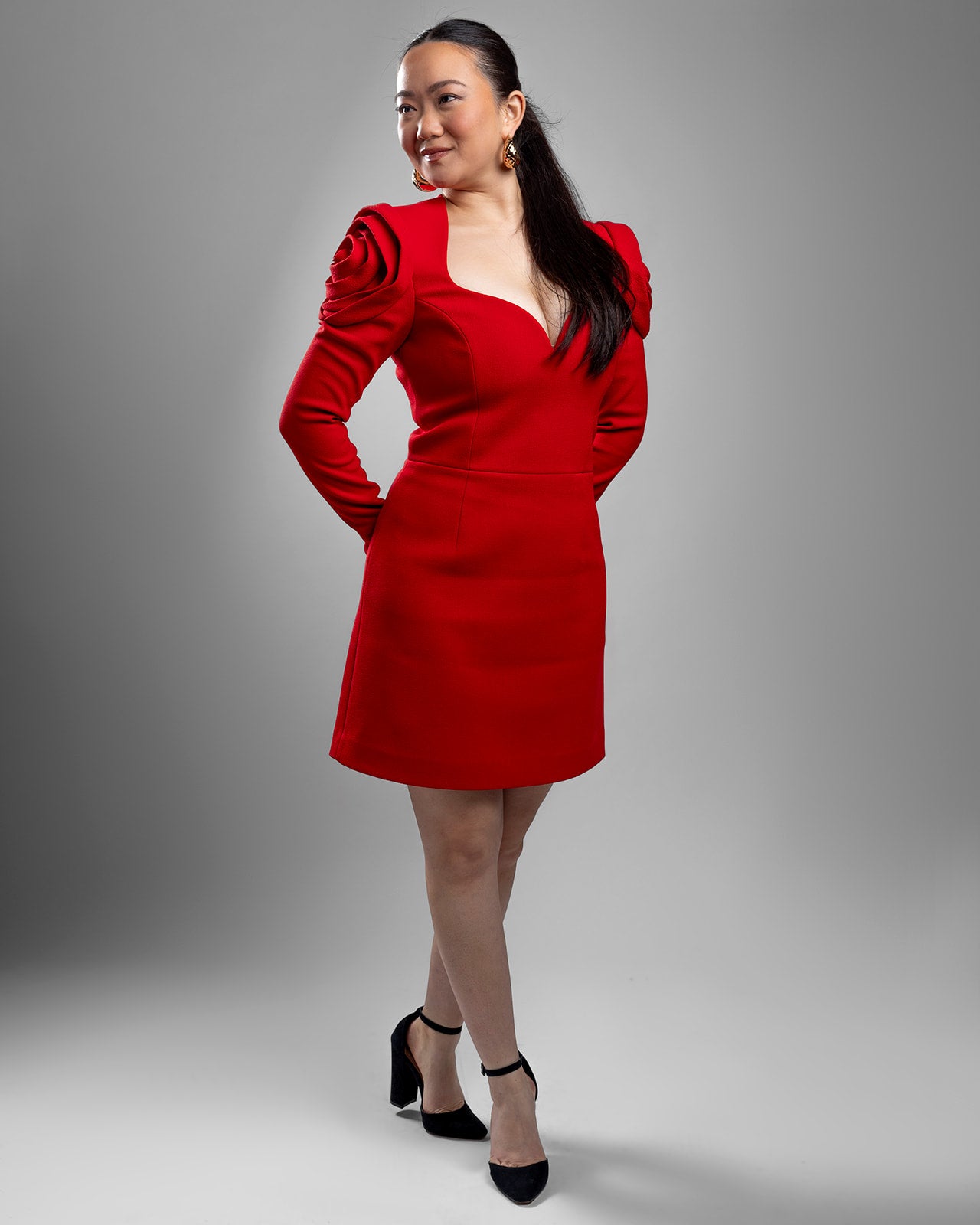 Scarlet Sculpted Shoulder Mini Dress