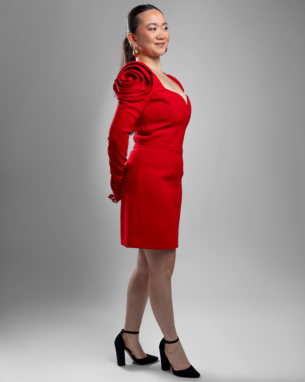 Scarlet Sculpted Shoulder Mini Dress