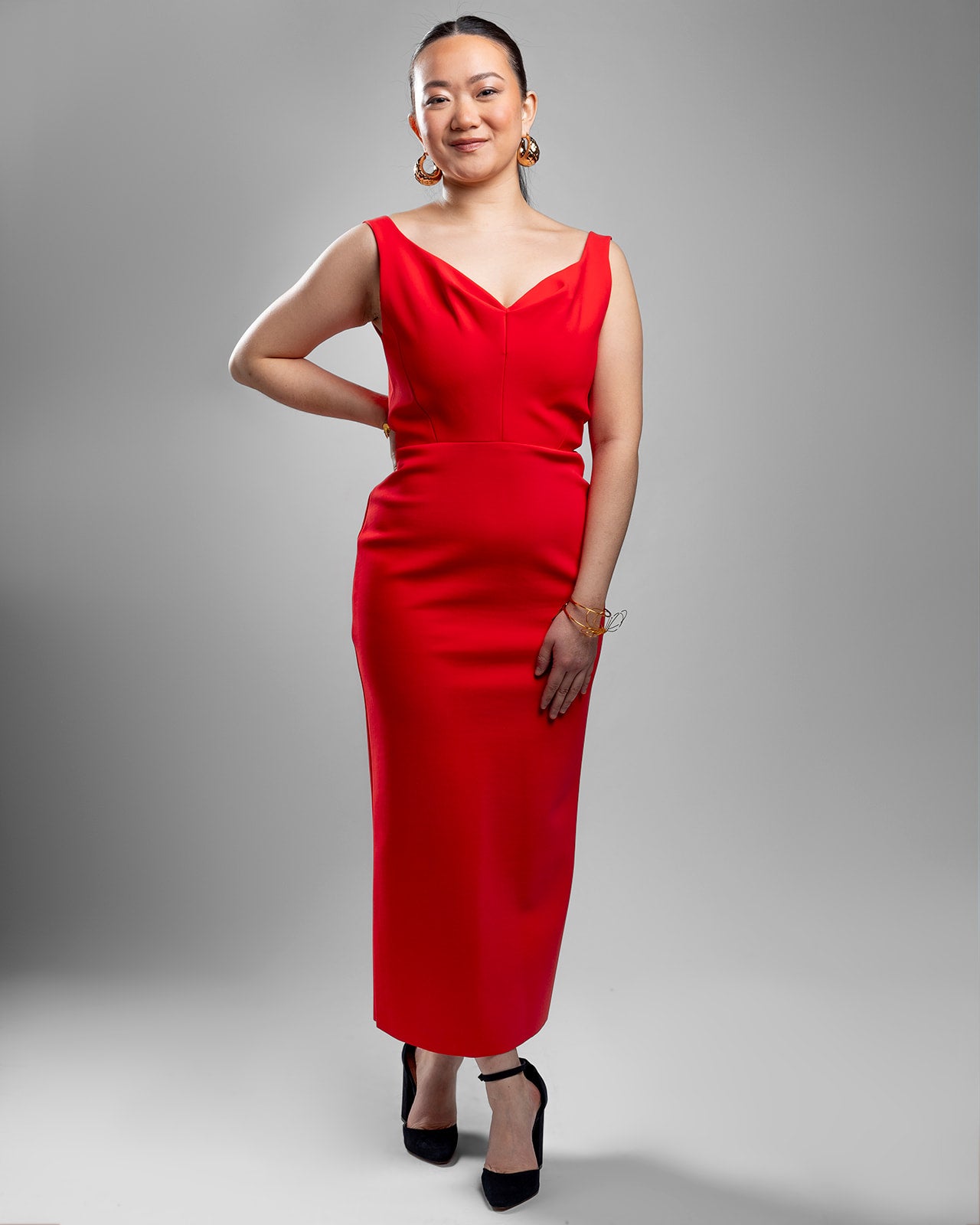 Red Stretch Structured Dress