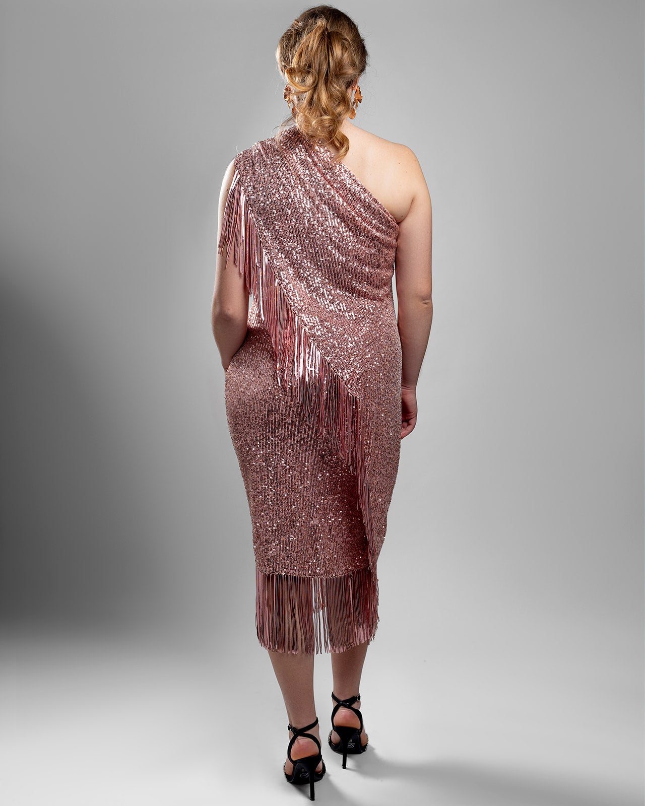 Blush Sequin One-Shoulder Dress