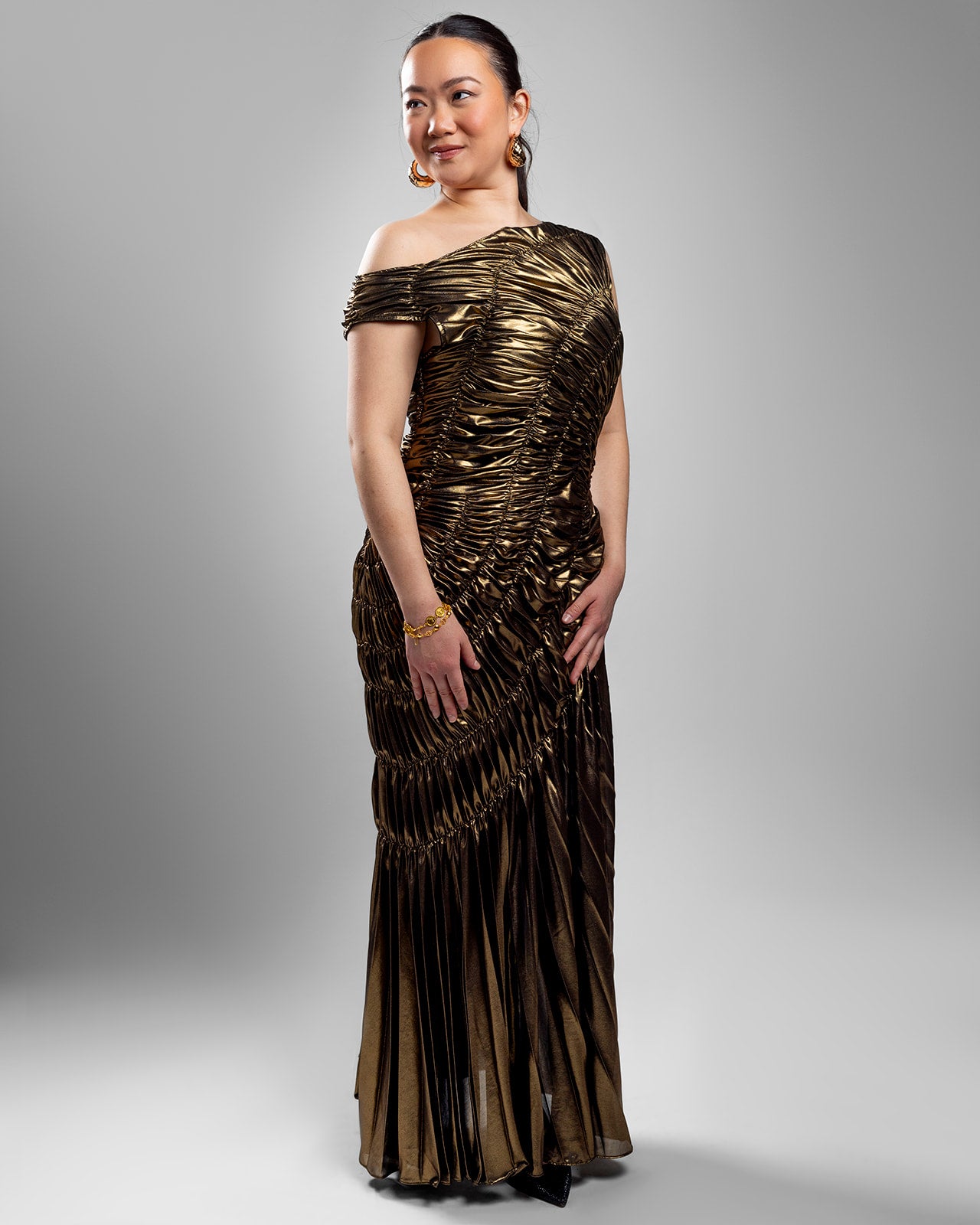 Aurora Gold - Pleated Dress