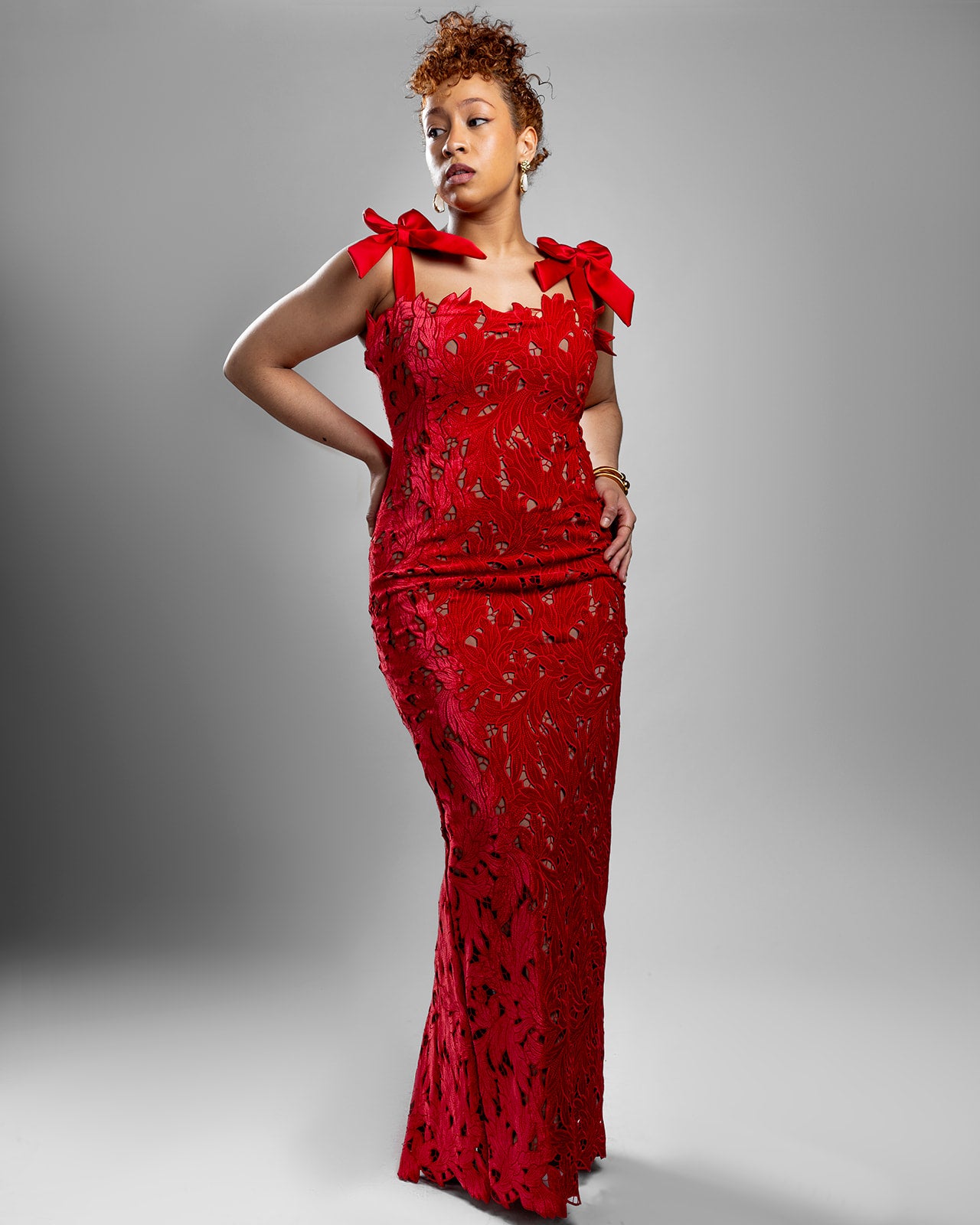 Scarlet Red Bow Strap Dress