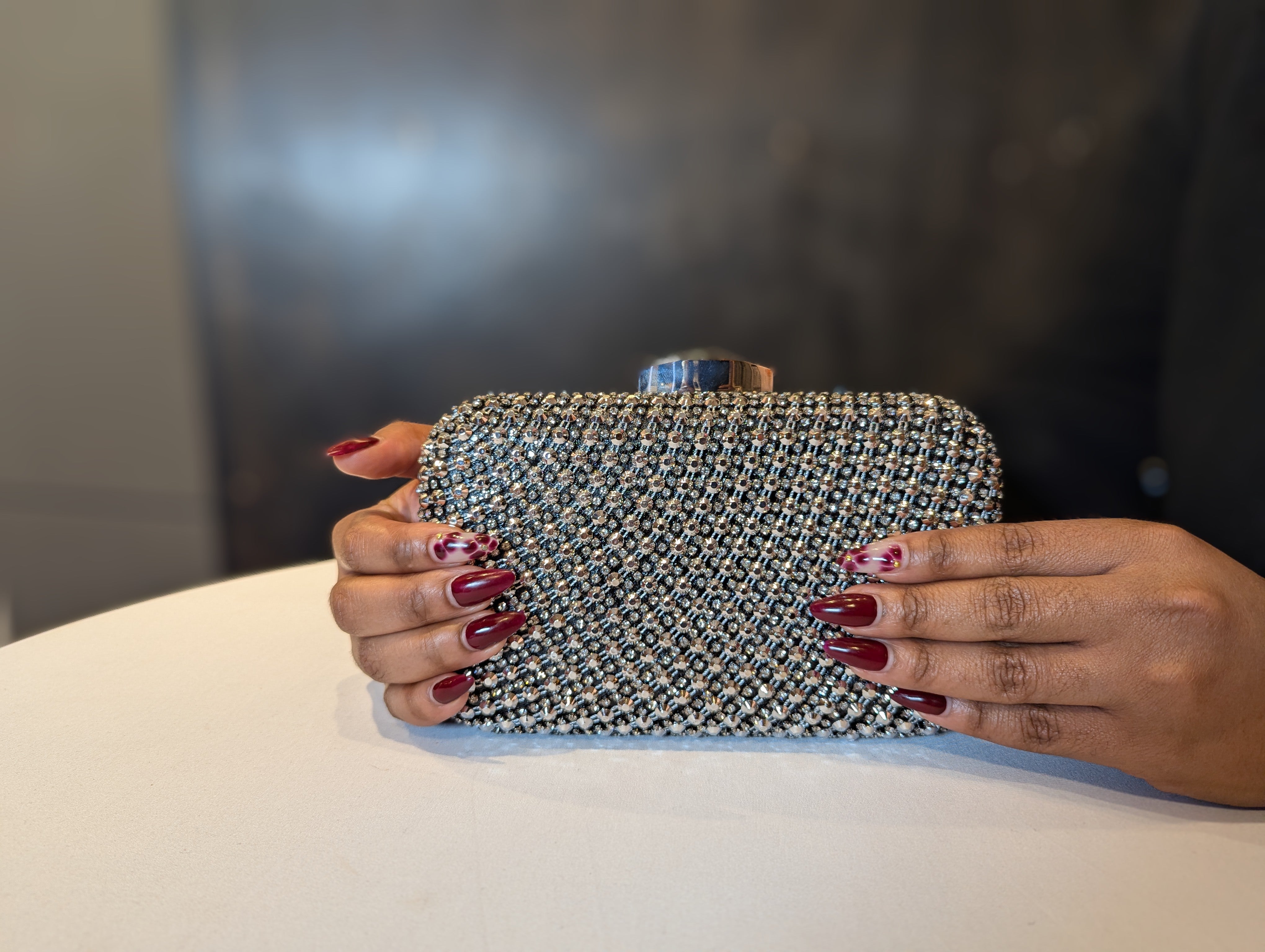 Black & Sliver Gem Clutch