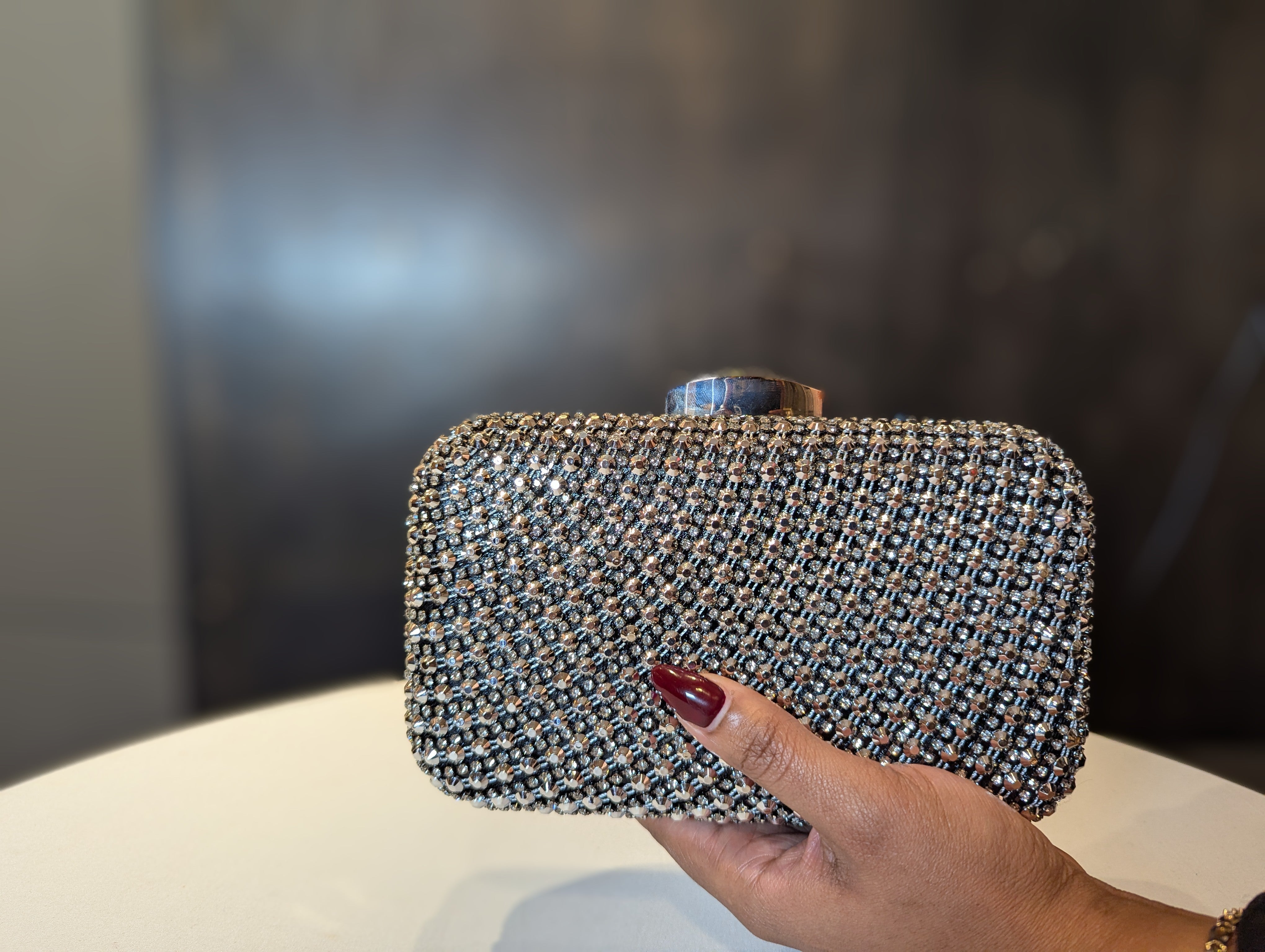 Black & Sliver Gem Clutch