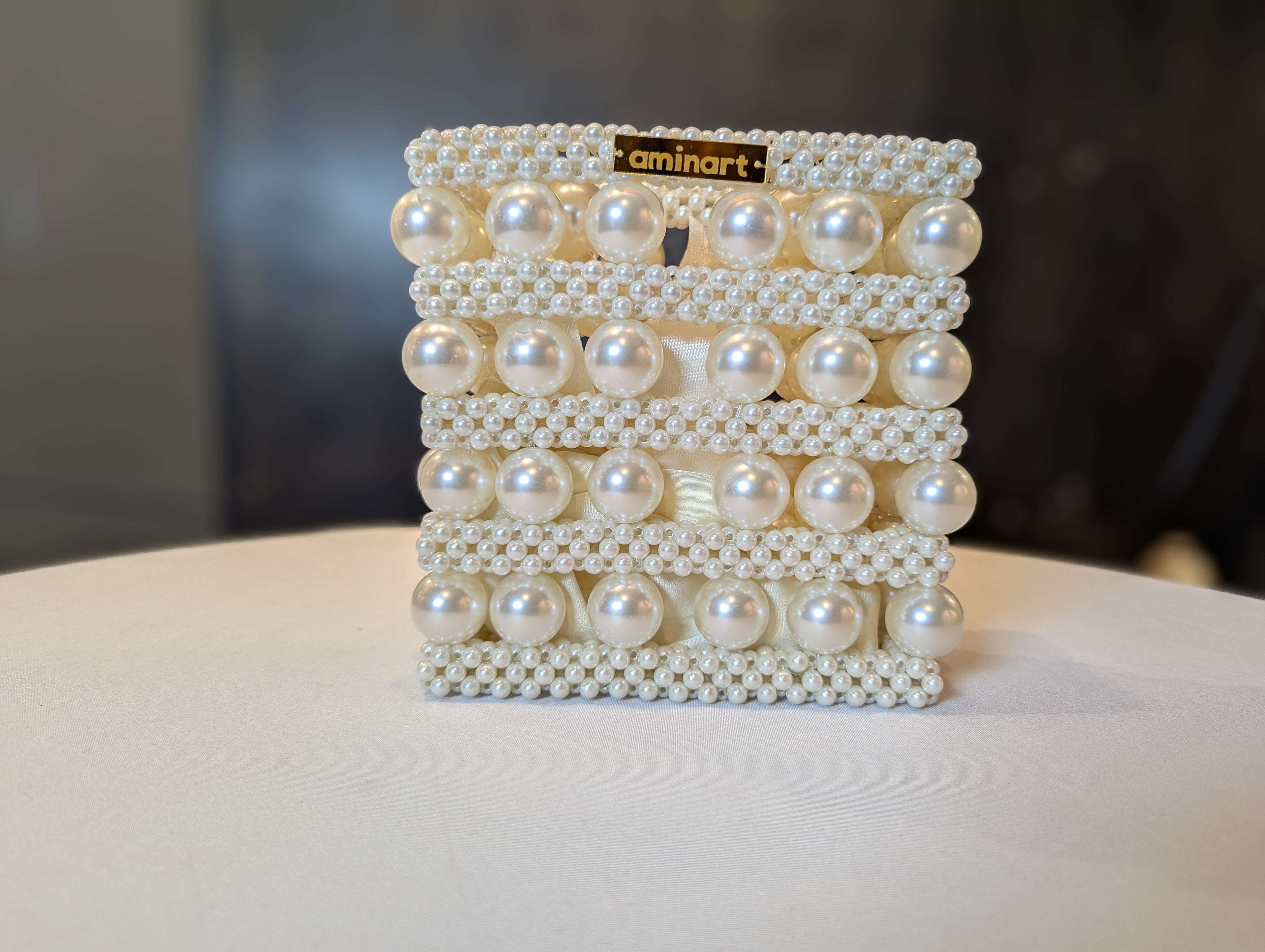 White Pearl Bead Bag